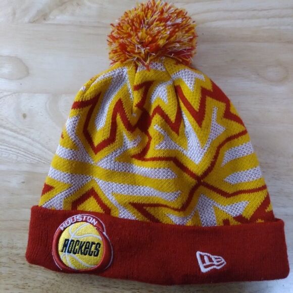 New Era Hardwood Classics Houston Rockets Pom Beanie Winter Hat - Picture 1 of 4